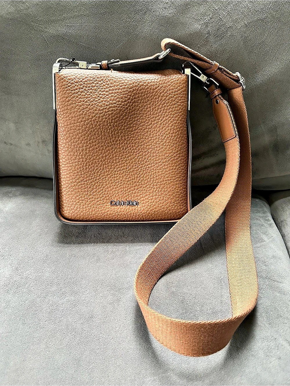 Calvin Klein Brown Pebbled Crossbody Bag